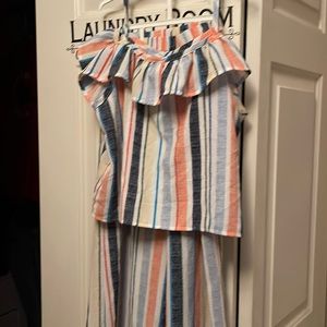 Two piece wide, leg pants,